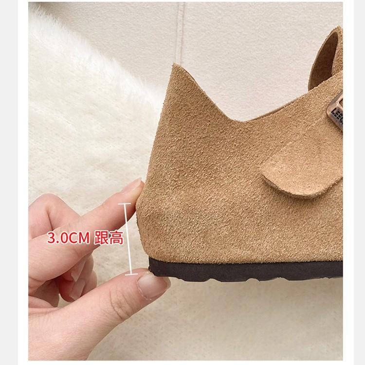 Cowhide Version~ Shoes Women's Leather Matte One-pedal Retro Ugly Cute Shoes Versatile Flat-bottomed Casual Loafers