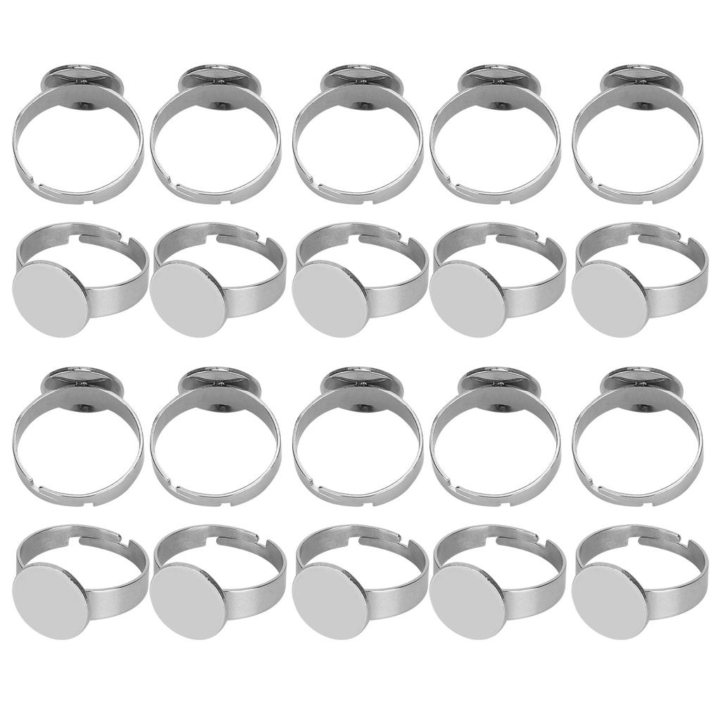 20Pcs Flat Ring Base Adjustable Stainless Steel SemiFinished DIY Jewelry Accessories 12mm