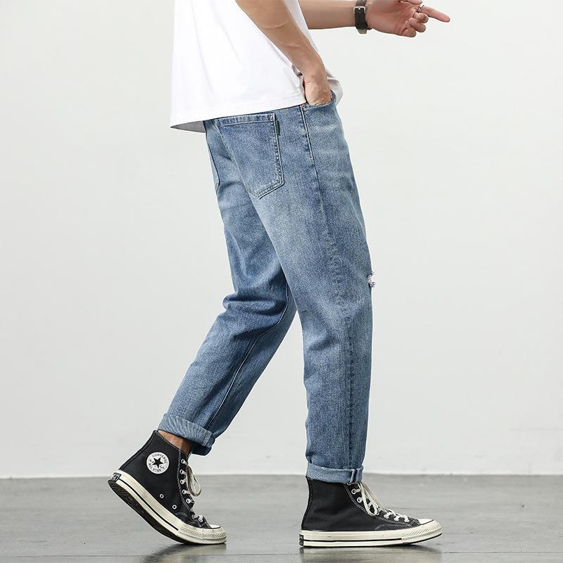 Spring and Summer Jeans Men's Straight Japanese Loose Casual Trousers Micro Harem Pants