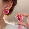 SUMENG New Blue Red Enamel Stud Earrings Fashion Five-Petals Crystal Cute Girls Ear Decor for Women Jewelry Accessories Gifts