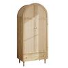 Kleiderschrank mit Schubladen, Holztüren mit Leinenstoffbezug, Großer Stauraum, Kleiderschrank für Schlafzimmer, Moderne Aufbewahrungslösung