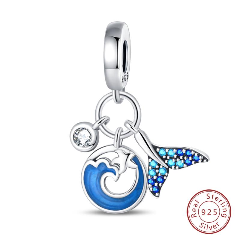 New Copper Ocean Series Mermaids Shell Charms Beads Fit Qikaola Original Bracelets Fine Birthday Diy Jewelry