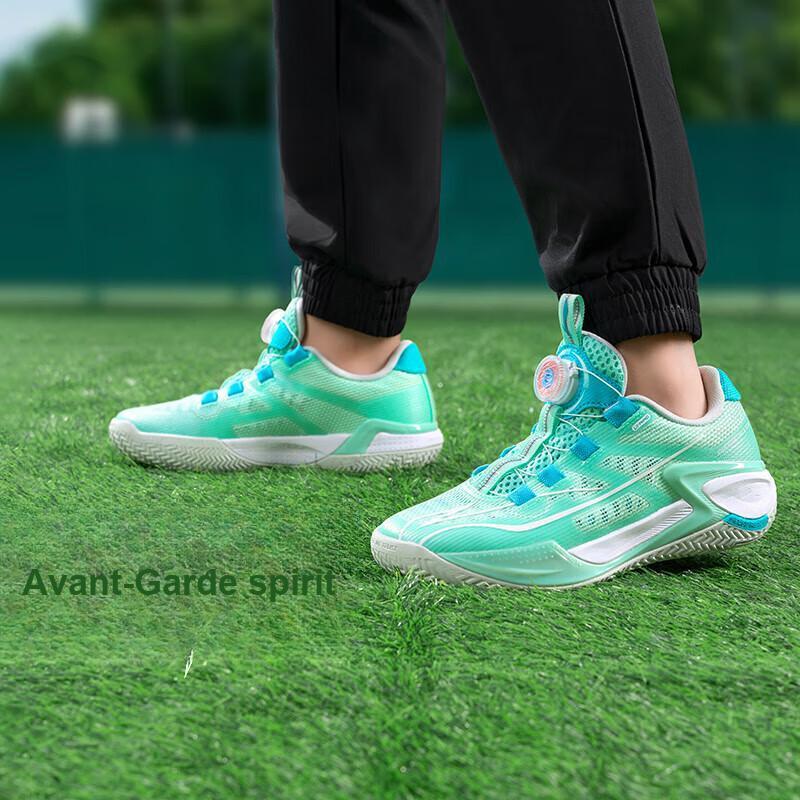 Li Ning Kinder Logo Buchstaben Rutschfest Abriebfest Stützend Low-Top Basketballschuhe Kinder Basketballschuhe Klargrün YKBU075-5