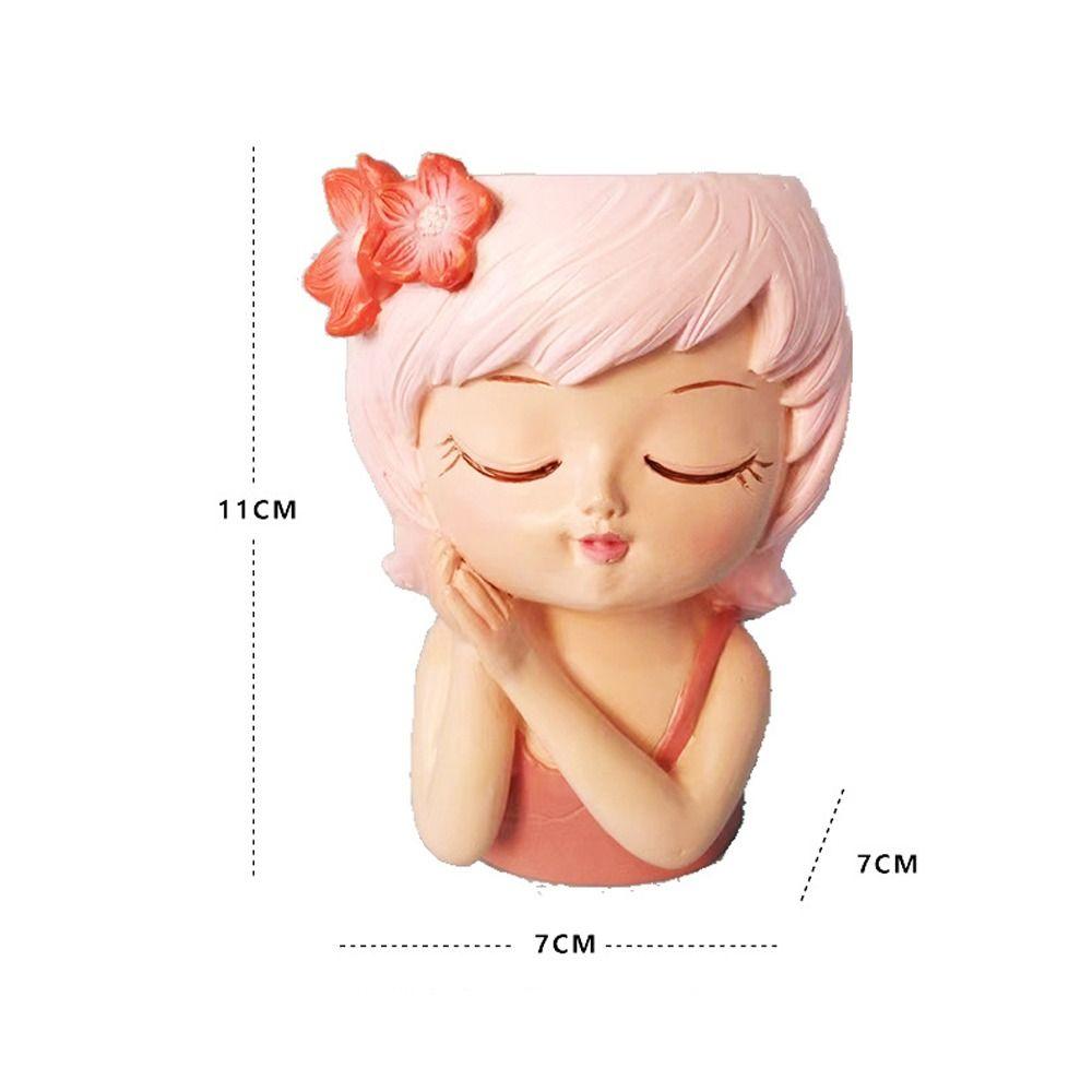 Resin Fairy Flowerpot Girl Statue Succulent Planter Pot Face Planters Pots  Office