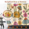Aimego Boho Mushroom Shower Curtain - 60S 70S Retro Bohemian Flowers Eyes Floral Fabric Cloth Bath Shower Curtain Set With 12 Ho