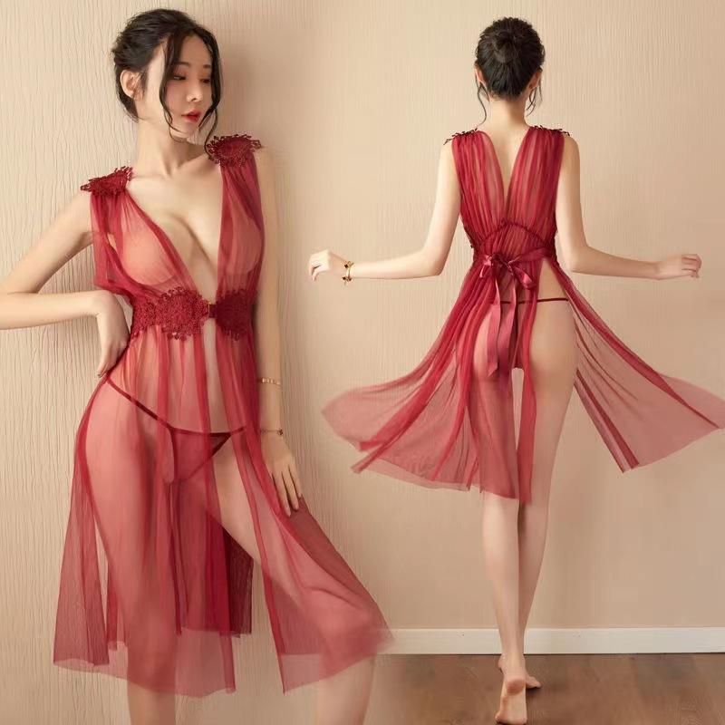 Sex underwear perspective mesh sling robe transparent uniform temptation tease passion