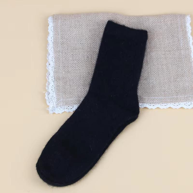 

Pure Color Warm Winter Socks Angora Rabbit Hair Female Thickening Wool Socks Cotton Socks Rabbit Wool Socks Winter Calcetines One Size чорний