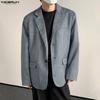 INCERUN Autumn Men Notched Lapel Long Sleeve Suede Blazer Casual Loose Coats