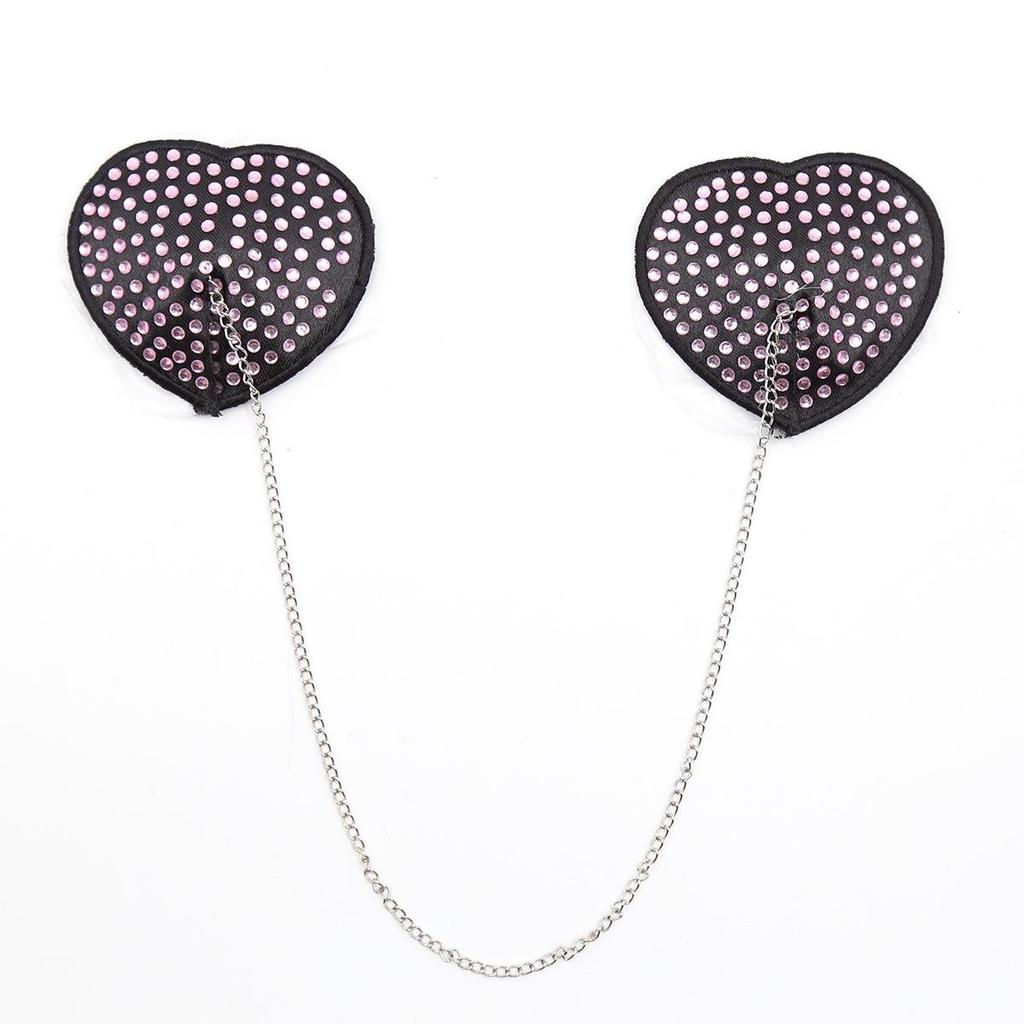 Heart-Shaped Sequin & Star Nipple Pasties with Tassels - Silicone Bra Accessory