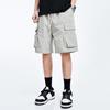 Men Cargo Shorts Low-rise Adjustable Drawstring Casual Shorts Solid Color Loose Fit Multiple Pockets Cycling Leisure Shorts