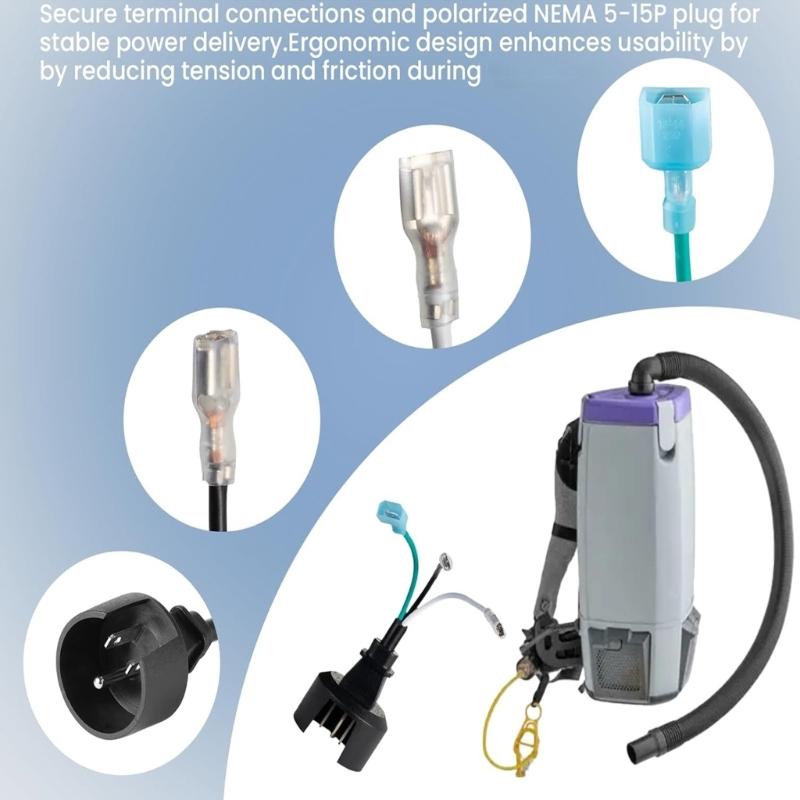 Robustní napájecí kabel vysavače Náhradní zástrčka Sestava napájecí zástrčky Vhodné pro komerční stupeň 15A 125V