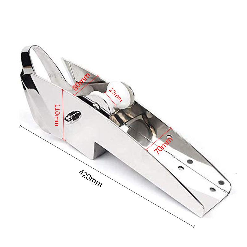 Boat Stainless Steel 420mm Anchor Bracket Nylon Bow Roller Hinged Launching Electro-Polished Anchor Locking Control Accessories
