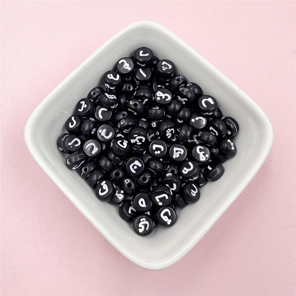 100 Stück 7mm Schmuckzubehör DIY Lose Perlen Spacer Gemischt Arabisches Alphabet Flache Perle Für Halskette Armband Handgefertigtes Material