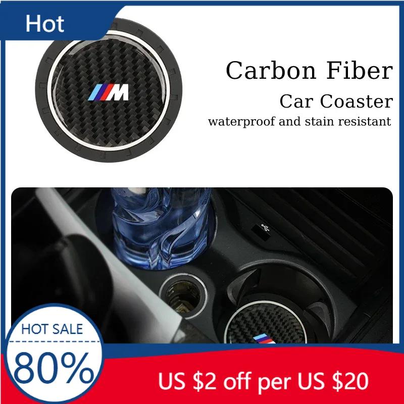 Nouveau 2 PCS Porte-gobelet intérieur de voiture Tapis pour tasse d'eau Tapis étanche Pour BMW M Performance Série 1 2 3 4 5 7 X2 X3 X4 X5 X6 X7 M2 M3