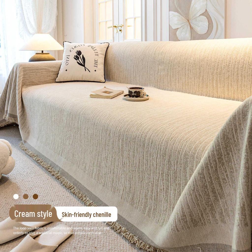 Universal Chenille Non-Slip Sofa Cover Blanket, Anti-Cat Scratch, Four Seasons Full Cover Set