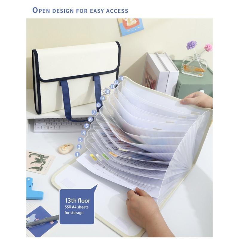 Folder Organowy A4 Folder na Dokumenty z Etykietami Folder Plikowy Organizery na Dokumenty Torba do Przechowywania Dokumentów dla Ucznia