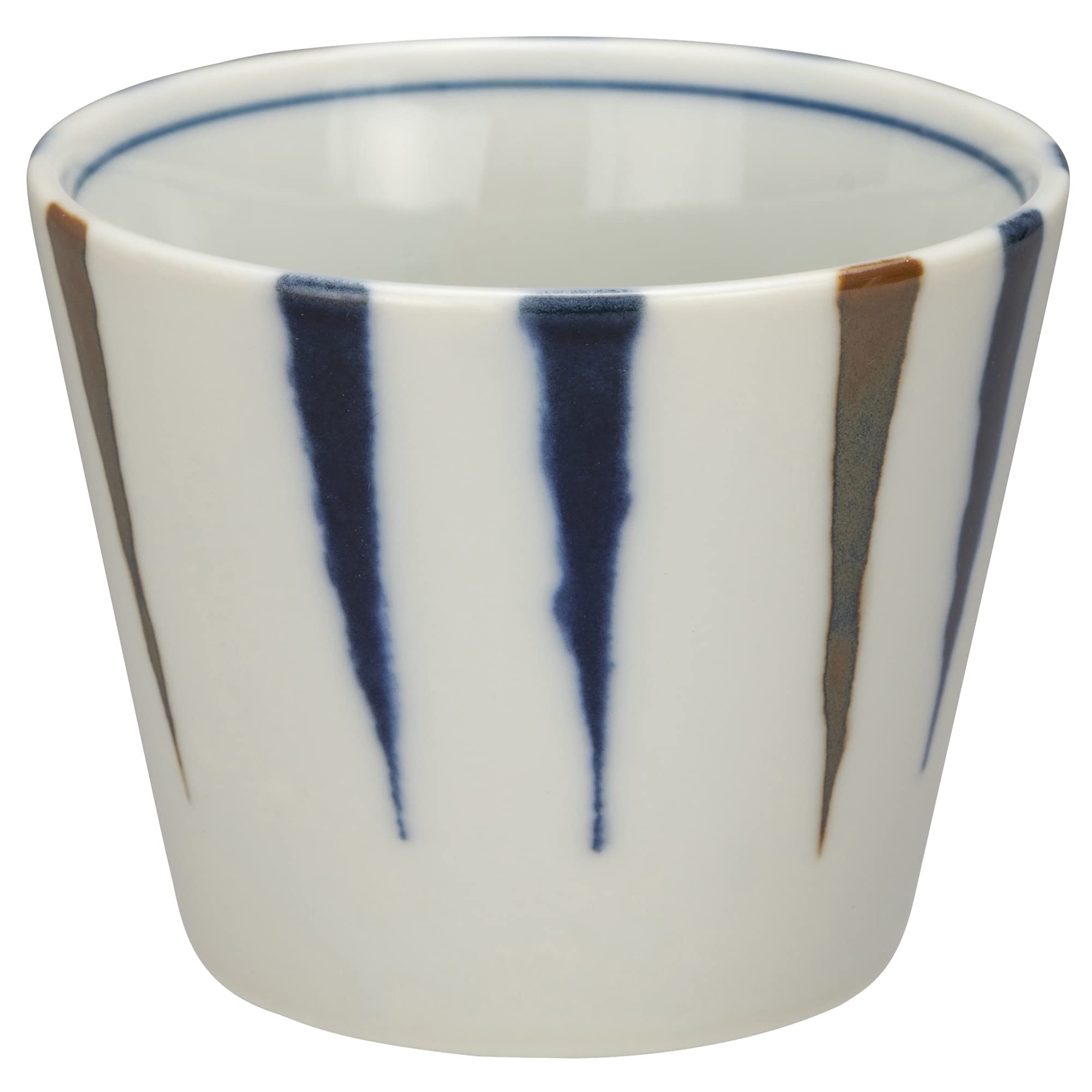 Mino ware soba noodle approximately 9cm in microwave and dishwasher indigo stripe made in item number cup, diameter, safe, pattern, Japan, 132-1703