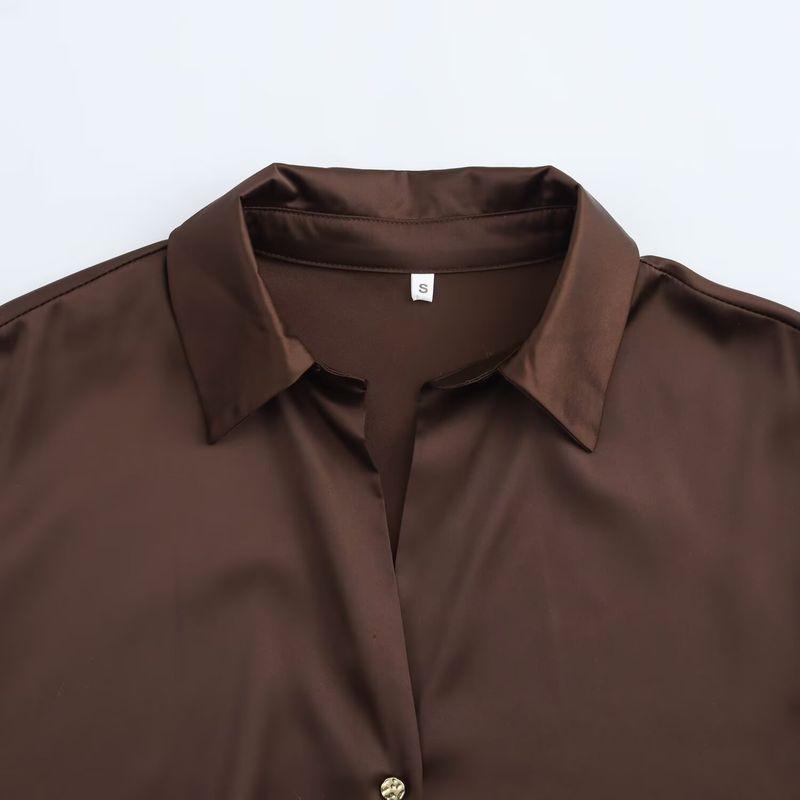 Kaslead New Arrival Women's Fashion Style Fashion Minimalist Silk Satin Textured Shirt 2074580