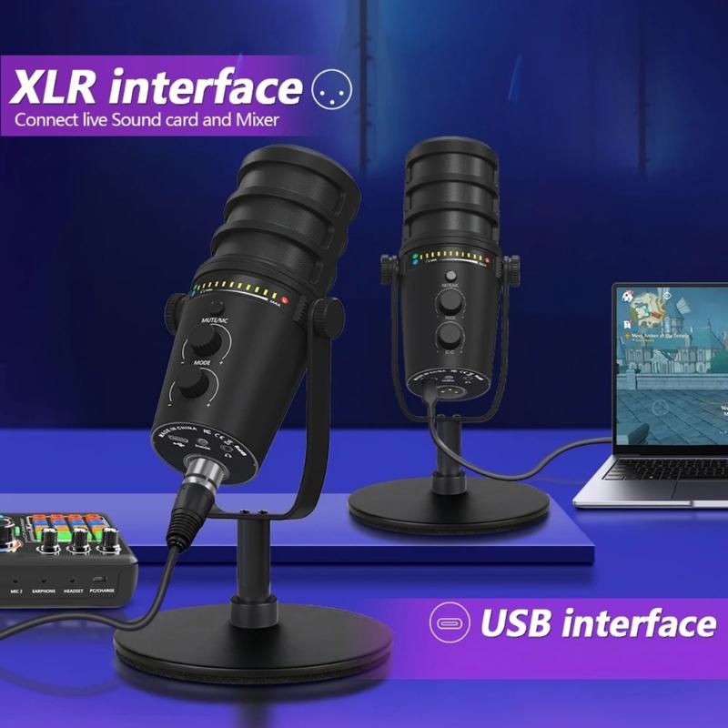 Professional Studio Quality USB Microphone with Double Connectivities for Clear Sound Recording Offering Versatility
