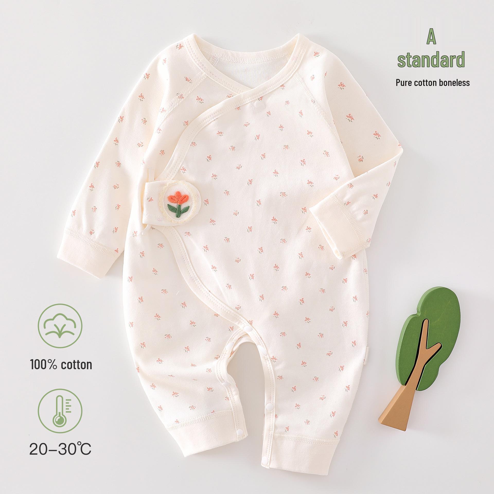 

Newborn Pure Cotton Romper: Boneless Crawling Suit for Spring/Autumn 66 cm