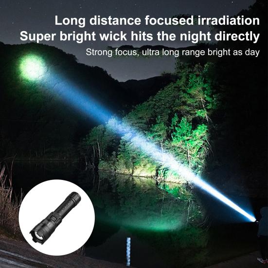 Rechargeable Zoomable Flashlight with Digital Power Display Waterproof LED Flashlight High Brightness Torch for Outdoor & Emergency Use
