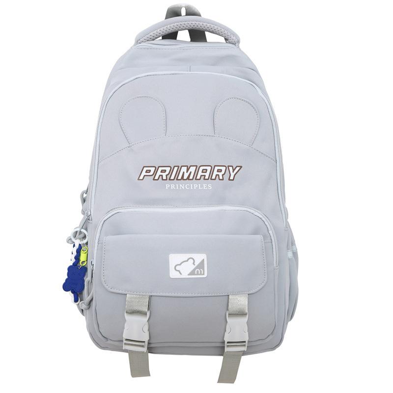 

Japanese and Korean cute simple letter printing large capacity student schoolbag backpack junior high school high school backpack серый