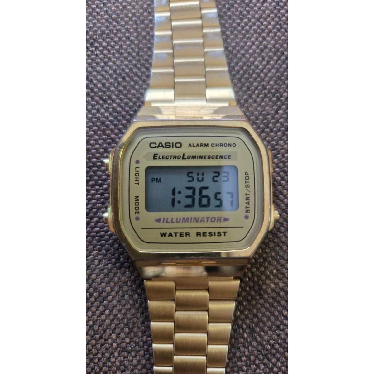 Used CASIO A168WG-9EF Gold Digital Watch