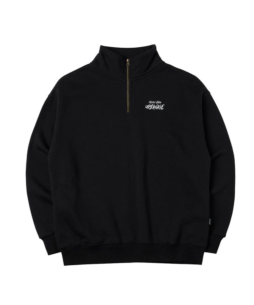 URBANAGE Design Studio Logo Oversized Half-Zip_Black