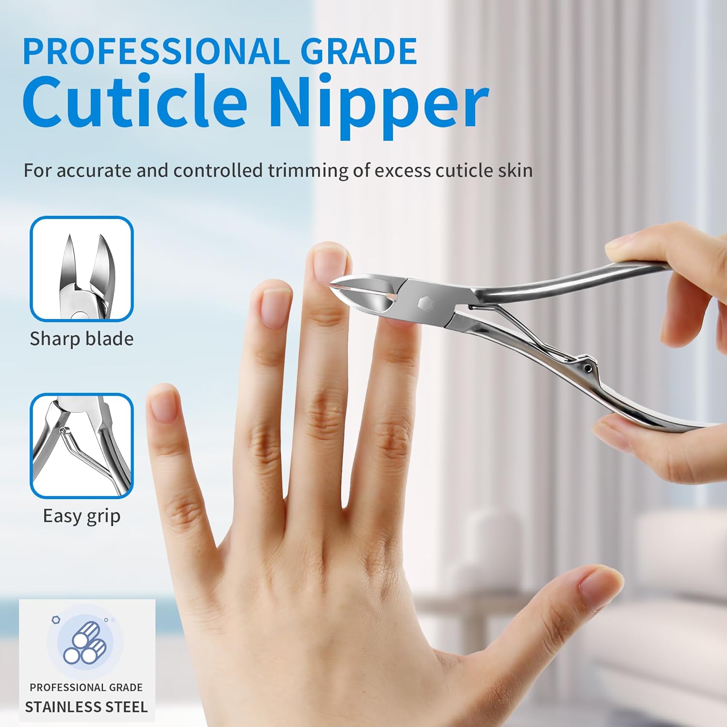 3PCS Cuticle Nippers,Cuticle Trimmer with Nail File and Premium Manicure Scissors,Cuticle Remover,Cuticle Cutter,Multi-purpose Stainless Steel