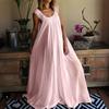 Women Casual Maxi Dress Boho Tassels Sleeveless Crew Neck Beach Sundress Summer Flowy Cocktail Party Dress