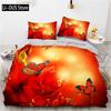 Flower Duvet Cover Set Microfiber Red Rose Bedding Set King Size Floral Print For Valentine's Day Mother's Day Soft Quilt Cover