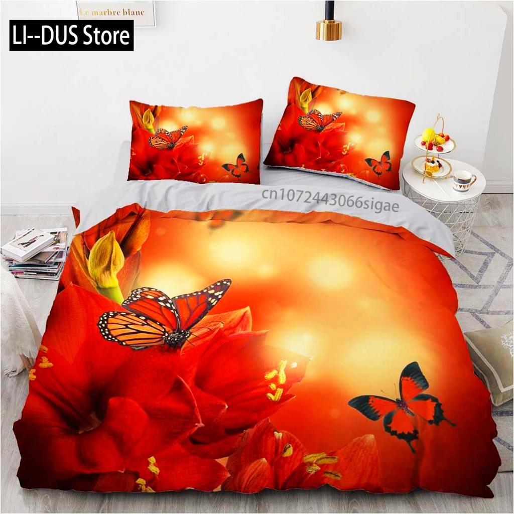 Flower Duvet Cover Set Microfiber Red Rose Bedding Set King Size Floral Print For Valentine's Day Mother's Day Soft Quilt Cover