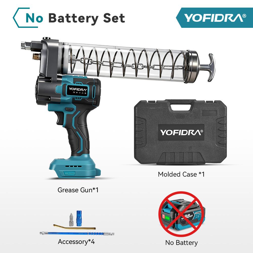 

YOFIDRA 15000PSI 103МПа Электрический шприц для смазки Высокого давления Инжектор смазочного масла Машина Шприц для смазки Для аккумулятора Makita 18V Штифт Without Battery