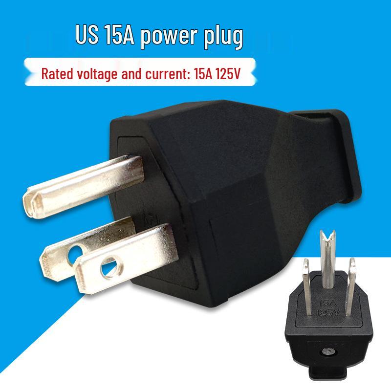 Enchufe de Alimentación Socket Macho-Hembra de Tres Pines Estilo Americano 15A 125V, Negro