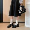 Retro Round Head Versatile Thick Sole Thick High Heel Loafers Women's Simple British Style Small Leather Shoes Deep Mouth Japanese Jk Single Shoes