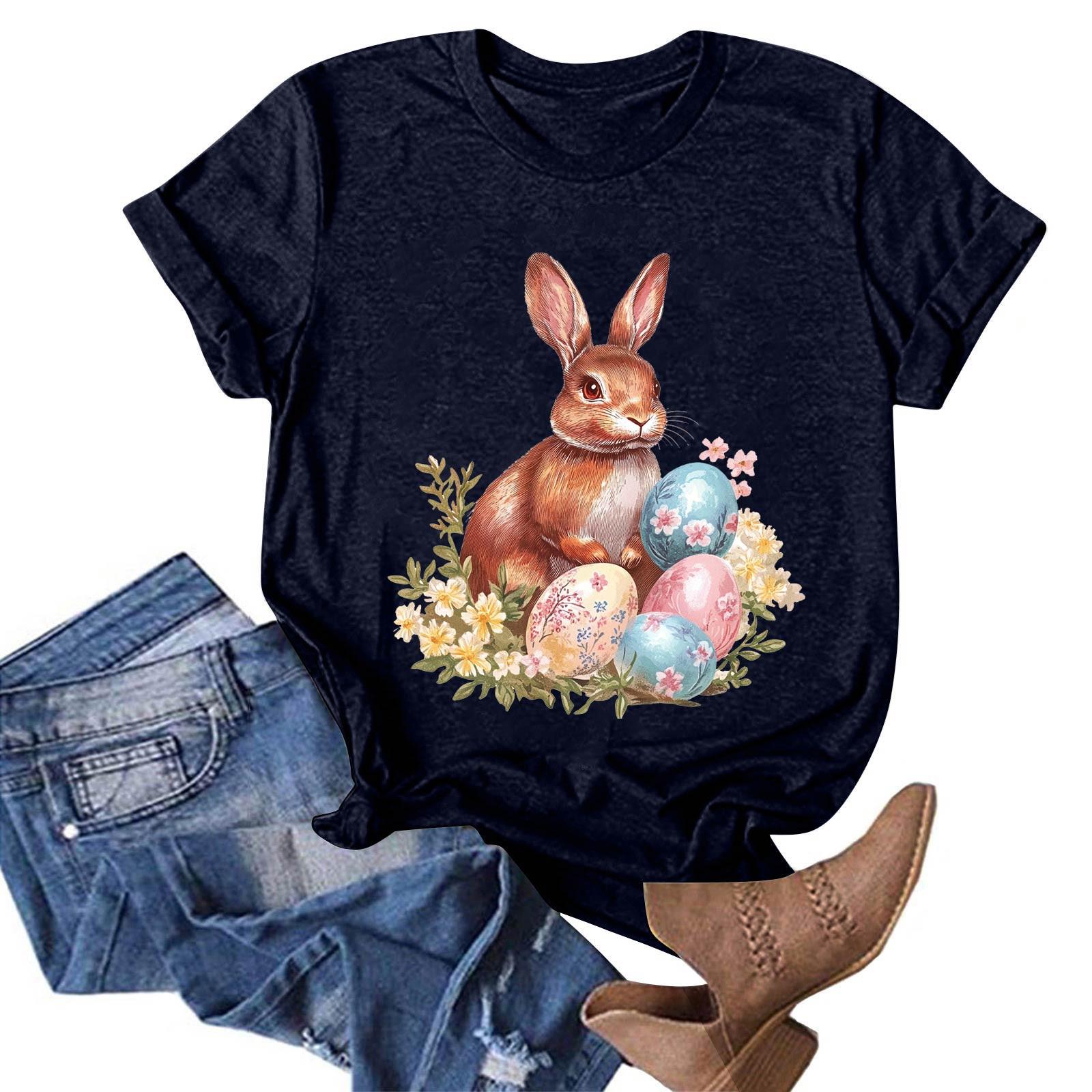 

Женская модная повседневная футболка с круглым вырезом и принтом, пуловер с короткими рукавами, топ XL тёмно-синий