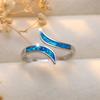 Luxury Female Blue Fire Opal Stone Ring Vintage Silver Color Wedding Unique Jewelry For Women