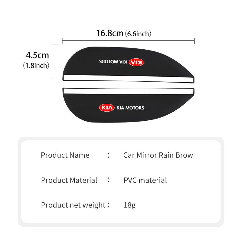 AHL1 For KIA 2pcs Car Rear View Mirror Sticker Rain Eyebrow Cover Auot Accessories Sorento Stinger Soul Spectra Niro Cadenza Sephia