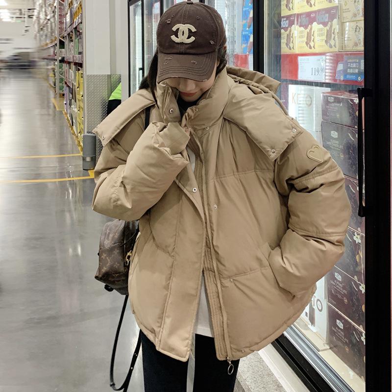 Women's Short Hooded Cotton Jacket - Korean Style Design, Thickened