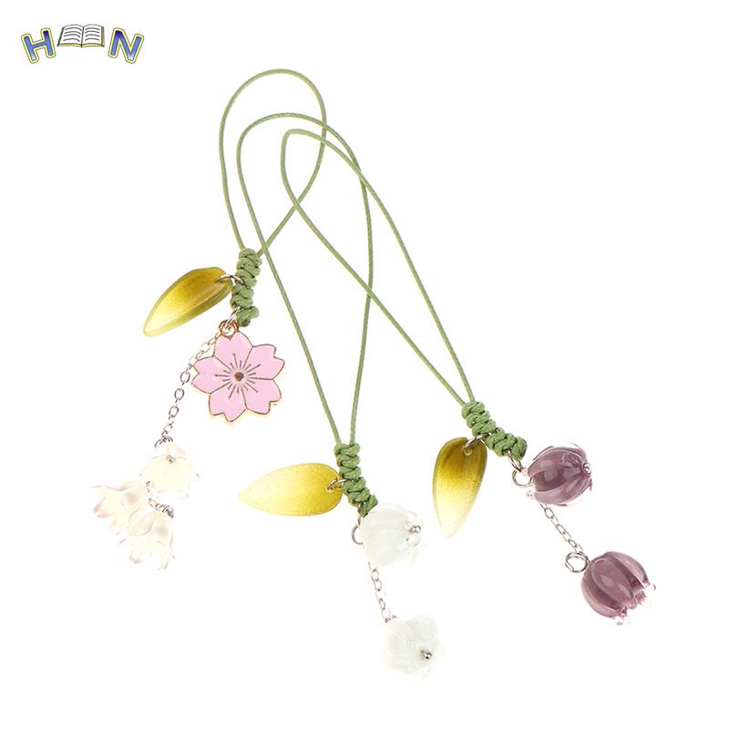 Cute Tulip Flowers phone Strap Lanyards Charms Mobile Phone Case Keychain Car Key Chains Headset Cover Hang