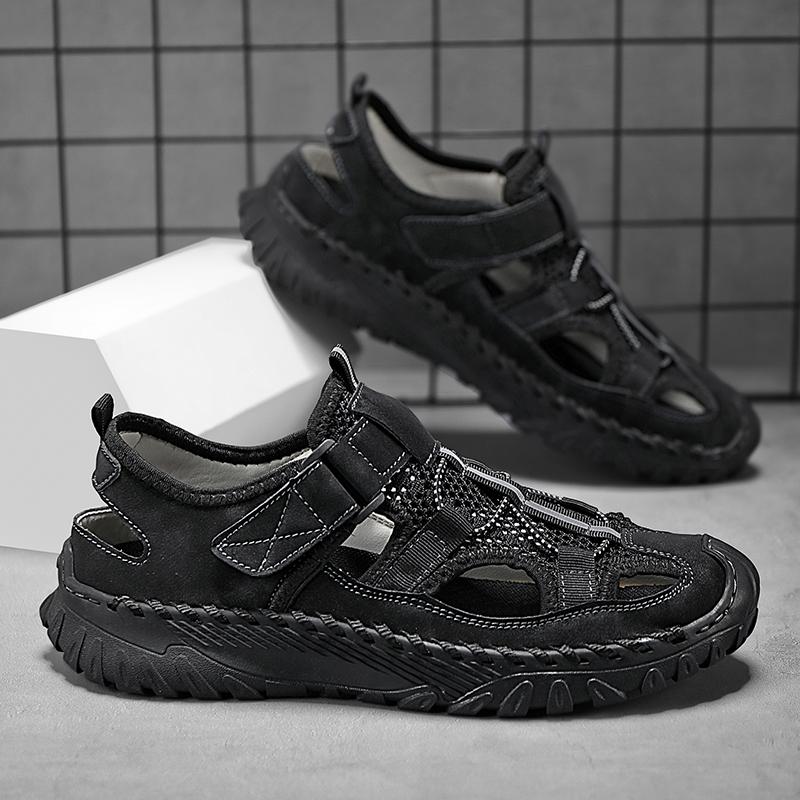 Summer Men Sandals Genuine Leather Mens Casual Shoes Outdoor Men Leather Sandals for Men Beach Shoes Roman Mens Shoes