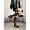 Cowhide Version~ Platform Boots Women's British Style Knight Boots Retro Folded Autumn and Winter Maillard Locomotive Boots
