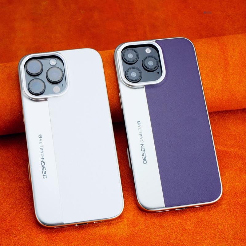 Applicable to Apple 16promax mobile phone case, new iPhone15 all-inclusive anti-drop 14 Internet celebrity electroplated male leather case