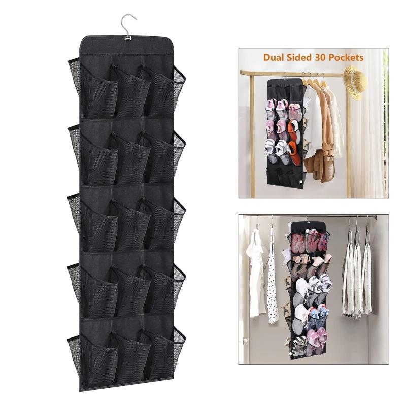 Space Saving 30Pocket Large Mesh Cloth Storage Bag Wall-Mounted Sundries Organizer Holder Room Shoes Storage Containers