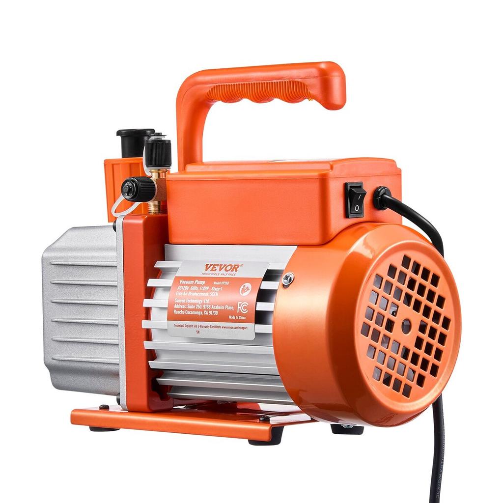 Vacuum Pump 5 CFM HVAC Single Stage Rotary Vane Vacuum Pump Oil Included