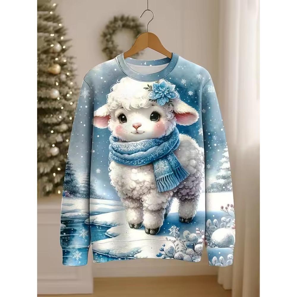 Women's  Animal Cat Printed Sweatshirt 3D Print O-Neck Long Sleeve Tops Women's Apparel Streetwear Fall Winter Pullover