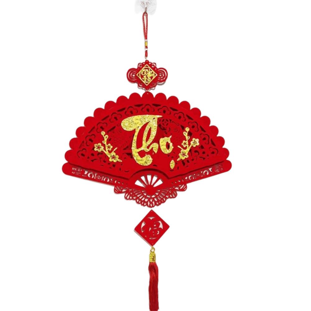 Traditional Lunar New Year Decorations Tassels Chinese Style Goat Year Festival Pendants Blessing Word Fan Shape