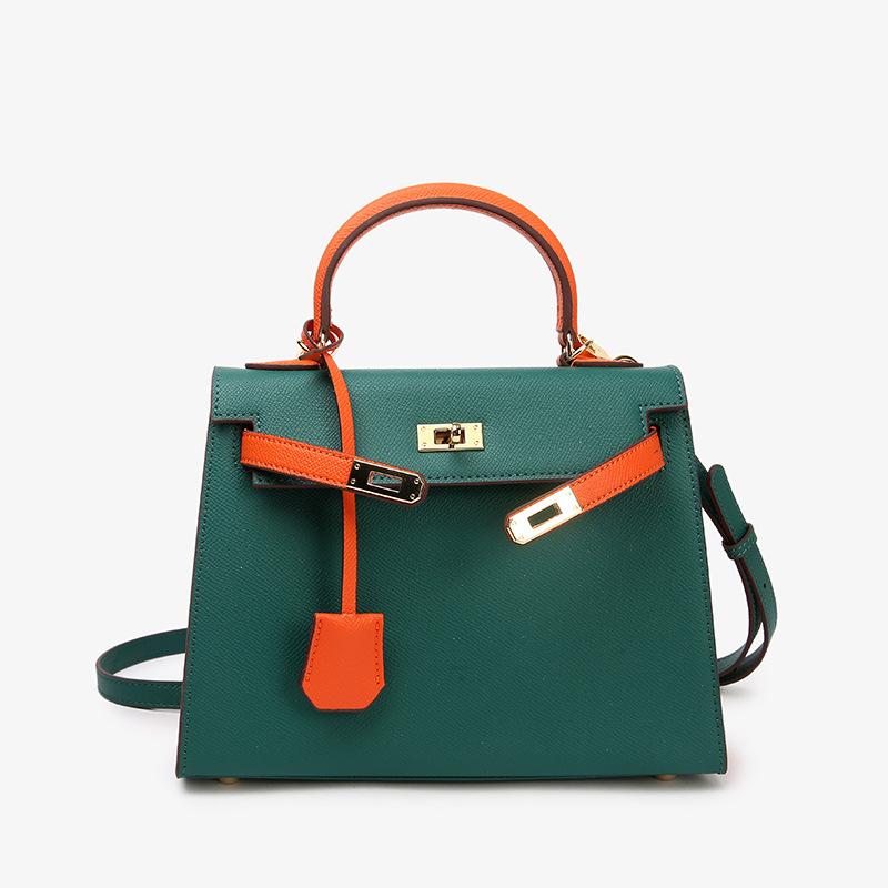 

25см Сумка из двухслойной воловьей кожи Эпсом кофейного цвета 2025 Новый стиль Высококачественная текстура Одноплечевая Женская сумка 25x10x19cm