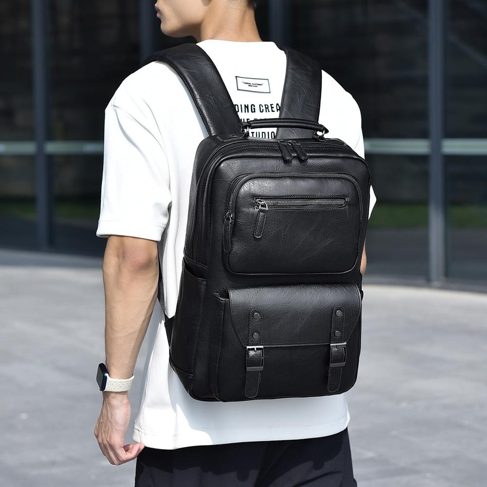 Men's Backpack Retro Business Backpack Computer Plug-in Large-capacity Backpack