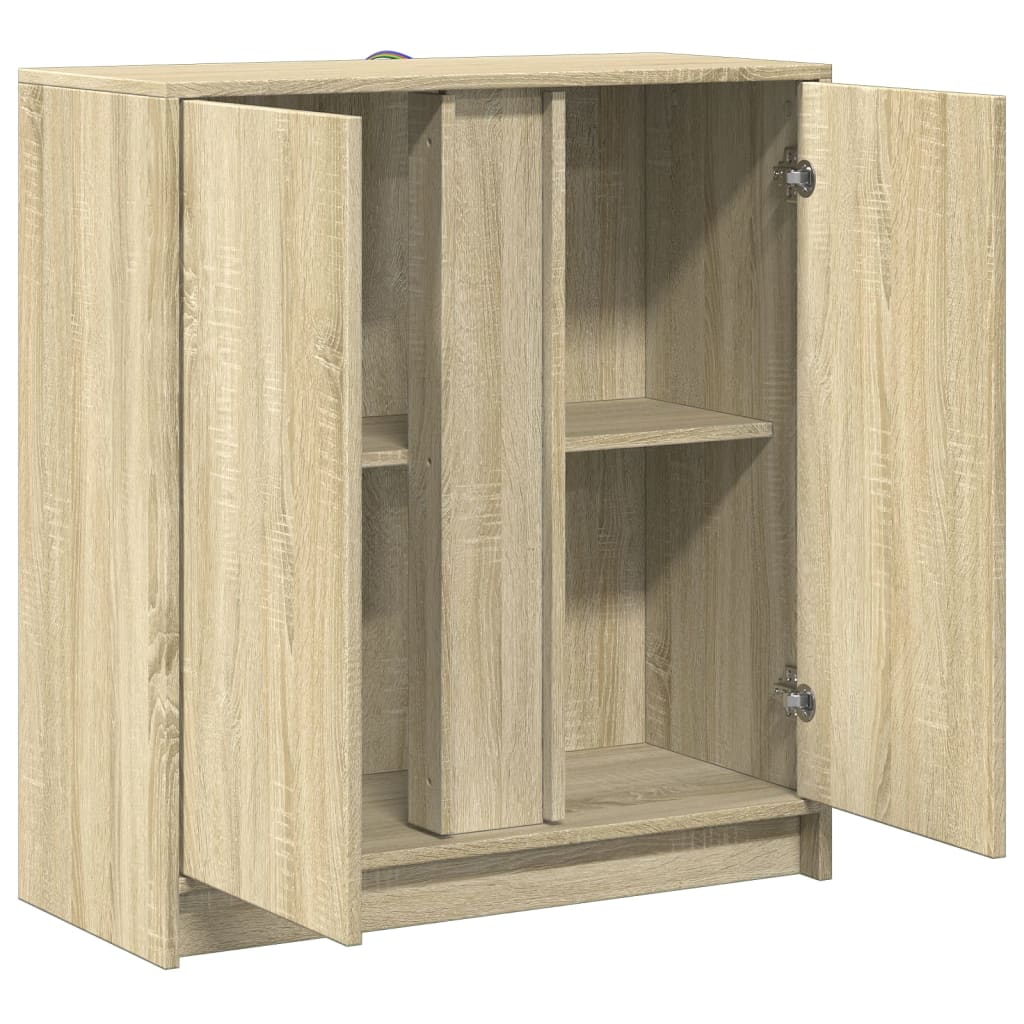 LED Sideboard in Sonoma Oak Finish 77 x 34 x 85 cm Particleboard
